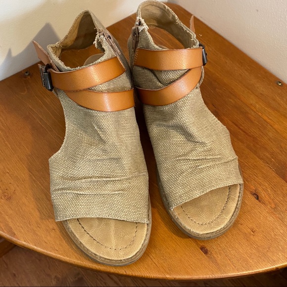 Blowfish Malibu wedge sandal. Tan canvas. - Picture 2 of 7